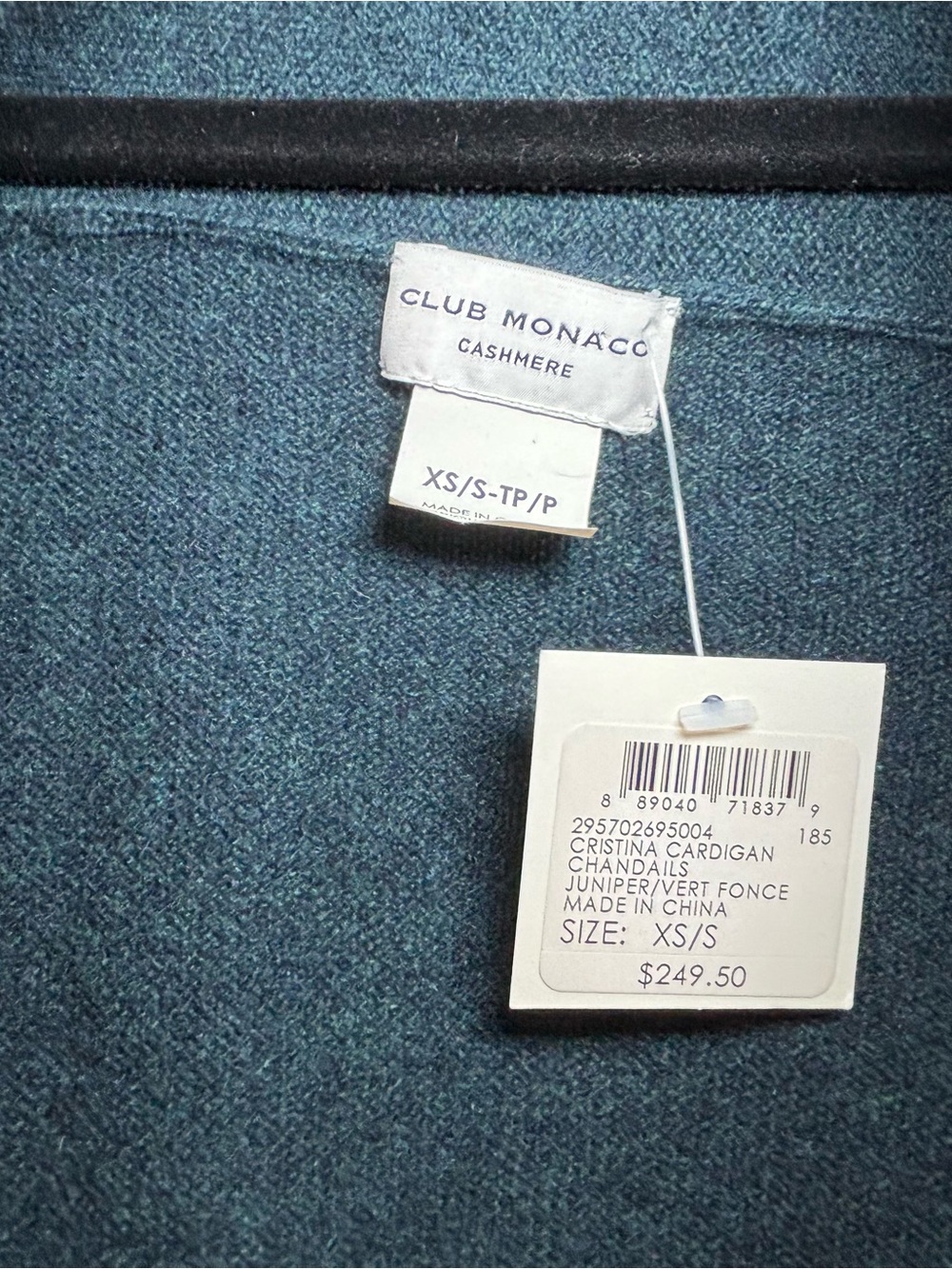 NWT Club Monaco Cristina Cashmere Open-Front Cardigan in Juniper - Picture 2 of 5